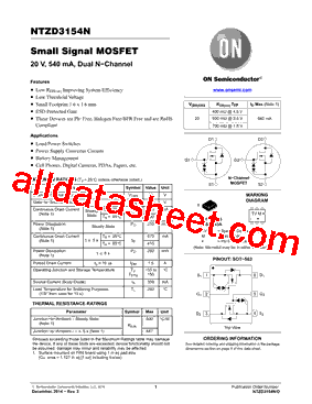 NTZD3154N Datasheet PDF - ON Semiconductor