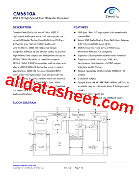 CM6610A Datasheet PDF - C-Media Electronics
