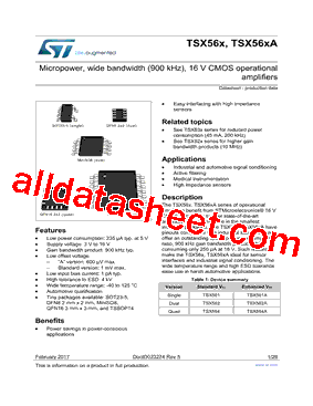 TSX561 Datasheet PDF - STMicroelectronics